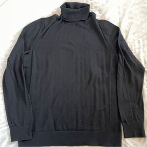 Express Men's Turtleneck Sweater | Black Merino Wool Blend